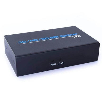 SDI Video Splitter for Distributing Signals to Two Displays - compact 1x2 3G/HD/SD-SDI metal box with PWR LOCK LEDs