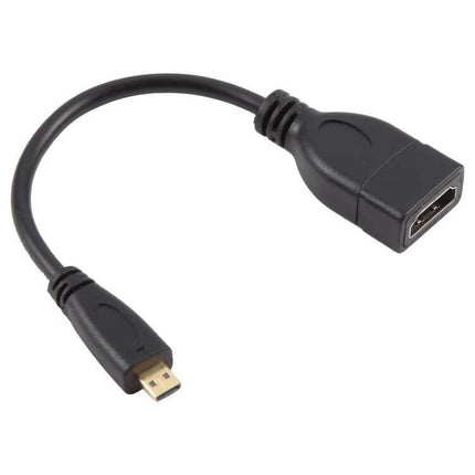 Compact 17cm Adapter Cable for Micro HDMI to HDMI Devices - black short cable with micro HDMI plug and HDMI female port, gold-plated connectors