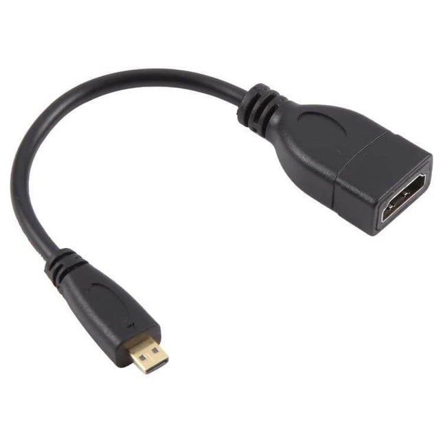 Compact 17cm Adapter Cable for Micro HDMI to HDMI Devices - black short cable with micro HDMI plug and HDMI female port, gold-plated connectors
