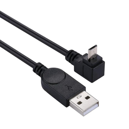 Essential Micro USB Cable for Daily Phone and Computer Connections - black right-angle micro USB to USB-A cable for charging and data transfer