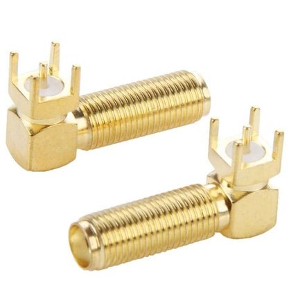 Set of 10 Gold Plated SMA Female Right Angle Panel Mount Connectors - gold right-angle SMA female PCB mount RF connector set