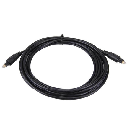 Toslink Digital Optical Audio Cable with Gold Plating and 3 Meter Length coiled black cable with gold-plated connectors for clear audio connections