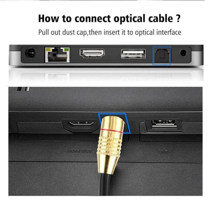 Toslink Digital Optical Audio Cable for Sound Systems, 1.5 Meters connecting optical port on media device for clear home theater audio