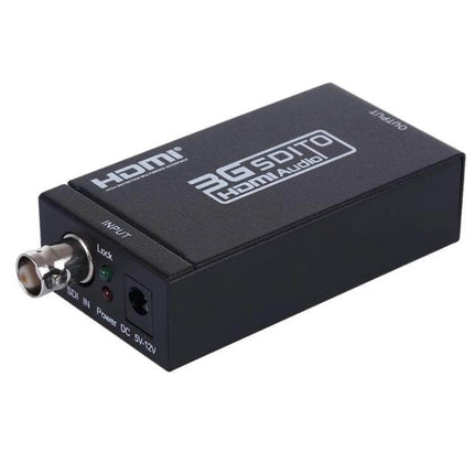 Mini SDI to HDMI Converter for Video Display Applications - compact SDI-to-HDMI box with BNC input and HDMI output for broadcasting and live events