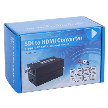Mini SDI to HDMI Converter for Video Display Applications - compact SDI to HDMI box for broadcasting and live event monitors