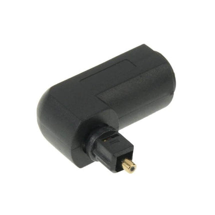 Right-Angle TOSLINK Digital Audio Adapter for Optical Cables - 90° rotating black adapter for tight home theater and desk audio connections