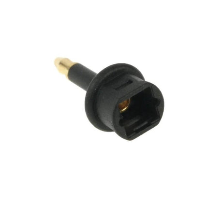 Gold Plated 90-Degree Optical Fiber Adapter for Digital Audio, right-angle black housing with gold-plated connector for tight AV setups