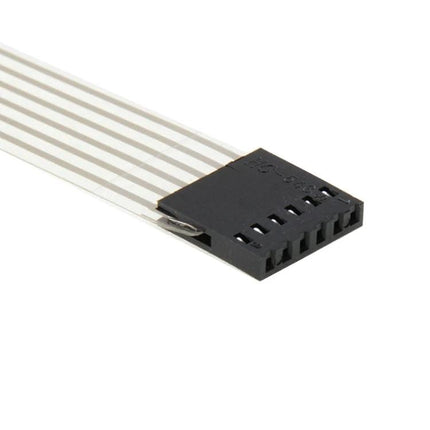 10-Piece Set of 1x5 Matrix Membrane Switch Keypads for Electronics - close-up of 1x5 flat ribbon cable connector for membrane keypad set