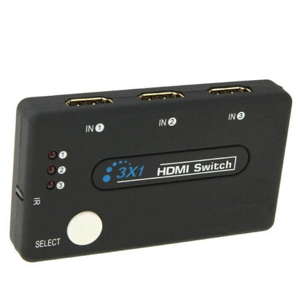 Compact HDMI Selector Switch with Remote for Home Devices and TVs - 3x1 HDMI switch box with remote, three HDMI inputs for TV, gaming console, streaming player