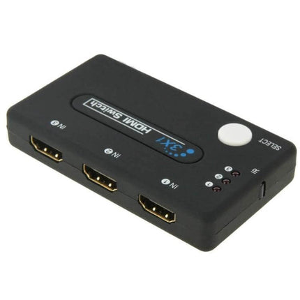 Compact HDMI Selector Switch with Remote for Home Devices and TVs - 3x1 HDMI switch box with remote for gaming, streaming and Blu-ray
