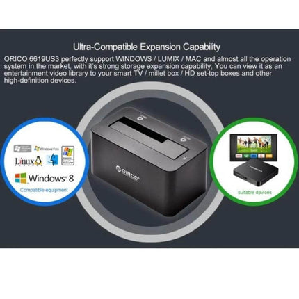 Orico Hard Drive Docking Station for 2.5 and 3.5 Inch Drives - USB 3.0 dual bay dock for quick swap backups and diagnostics