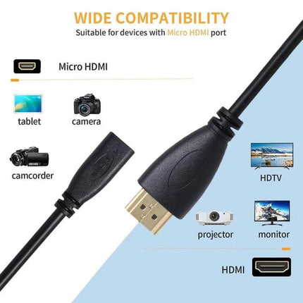 20cm HDMI to Micro HDMI Adapter Cable for HD Video Connections - short cable showing HDMI and Micro HDMI connectors and compatible devices