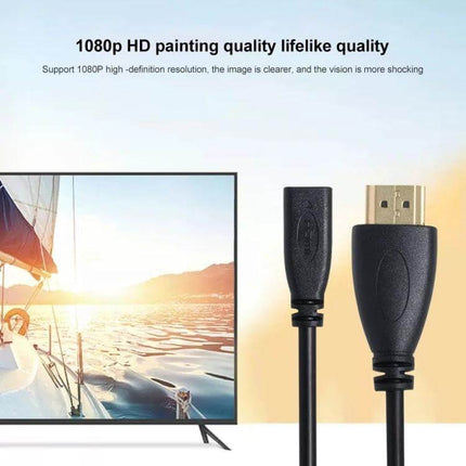20cm HDMI to Micro HDMI Adapter Cable for HD Video Connections showing cable between TV and camera for 1080p display