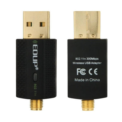 Edup Mini USB WiFi Adapter for Wireless Internet Connectivity – compact USB wireless adapter with antenna connector, black gold-plated USB plug