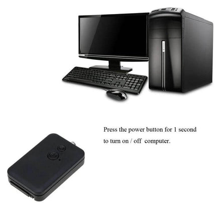 Compact Wireless Deck Switch Card with Remote for Motherboard Use remote control with PC tower and instruction text