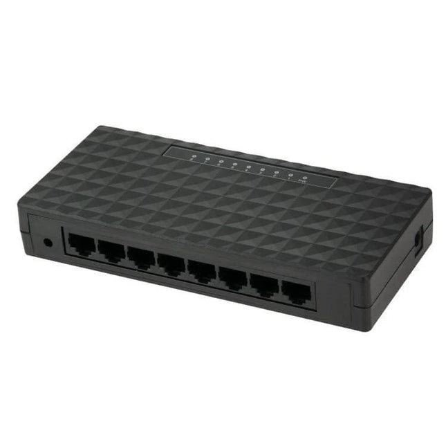 Gigabit Ethernet Switch with 8 Ports for Home Networks black compact plug-and-play Ethernet switch for streaming and gaming