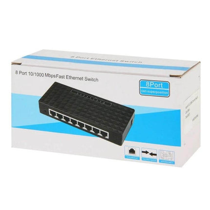 Gigabit Ethernet Switch with 8 Ports for Home Networks – compact 8‑port plug‑and‑play gigabit Ethernet switch for home and small office
