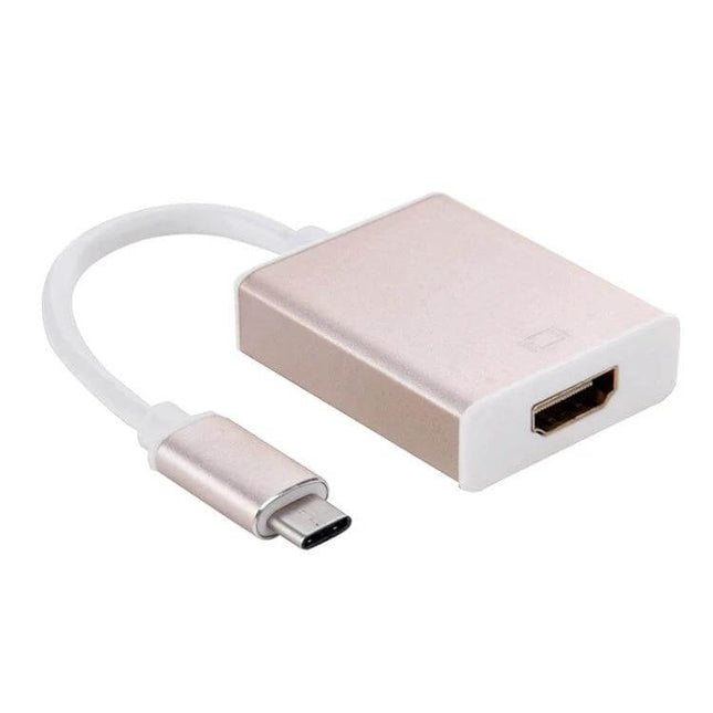Gold USB Type-C to HDMI Adapter for Smartphones and Devices with golden aluminium shell for mirroring to TV or projector