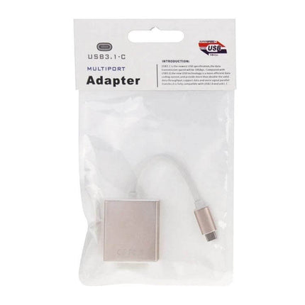 Gold USB Type-C to HDMI Adapter for Smartphones and Devices in golden aluminium alloy, compact adapter and cable packaged for TV or projector mirroring