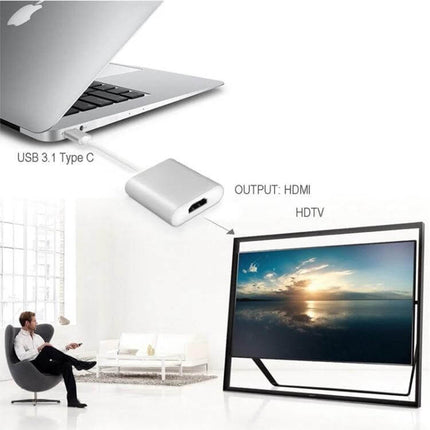Gold USB Type-C to HDMI Adapter for Smartphones and Devices connecting laptop to HDTV for screen mirroring with golden aluminium alloy shell