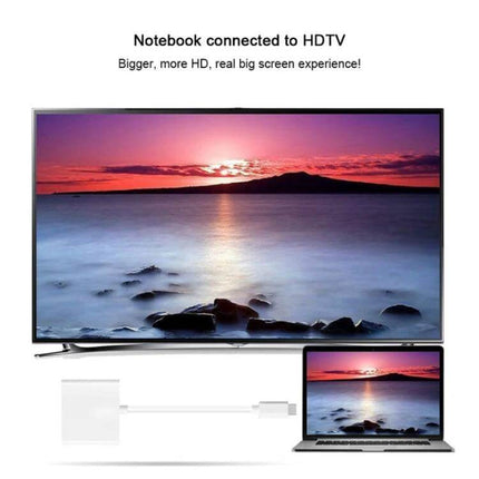 Gold USB Type-C to HDMI Adapter for Smartphones and Devices connecting laptop to HDTV for screen mirroring during presentations and streaming