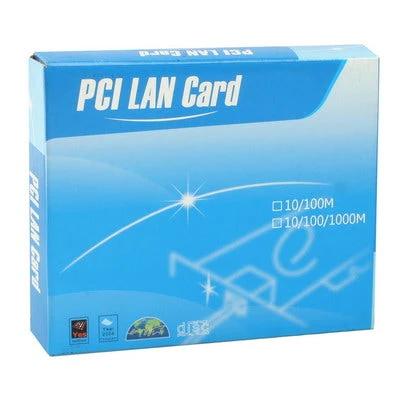 Versatile PCI Ethernet Network Adapter for Windows PC Connections - blue PCI LAN card box showing 10/100Mbps support, for older Windows desktops