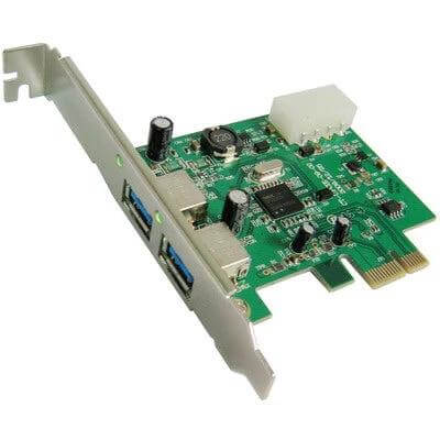 Add Two USB 3.0 Ports via PCI Express Adapter Card – low-profile PCIe card with two blue USB 3.0 ports and 5Gbps transfer