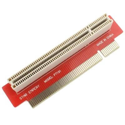PCI Female to Male Adapter for 1U Chassis Installation - red PCI riser card adapter for mounting PCI cards in 1U rack chassis, space-saving solution