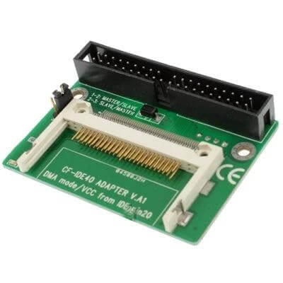 Compact Flash Card Adapter for 3.5 Inch IDE Data Transfer shown on green PCB with 44-pin CF slot and 40-pin IDE connector