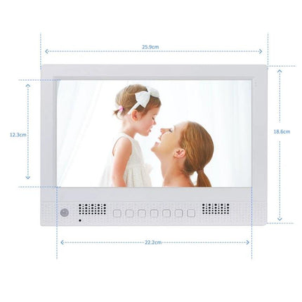 10.1 Inch Digital Photo Frame for Photos and Video Playback showing mother and child on 10.1-inch LED 1024x600 display with front buttons