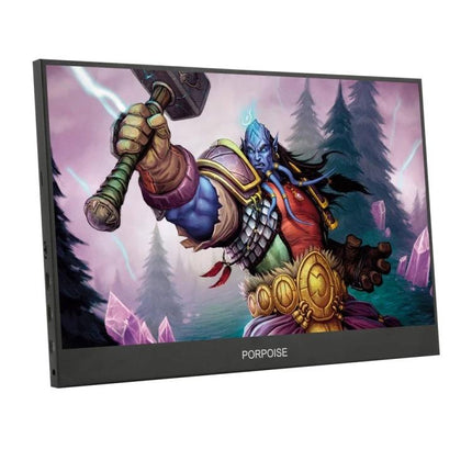 15.6 Inch HDR Portable Monitor for Gaming and Everyday Use showing fantasy game scene on FHD 1920x1080 portable display
