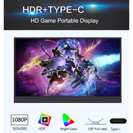 15.6 Inch HDR Portable Monitor for Gaming and Everyday Use - 15.6" FHD 1920x1080 HDR portable display for PS4, Xbox, laptop second screen