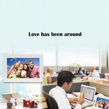 13-Inch Digital Photo Frame for Displaying Photos and Videos showing family slideshow on bright LED screen in home and office settings