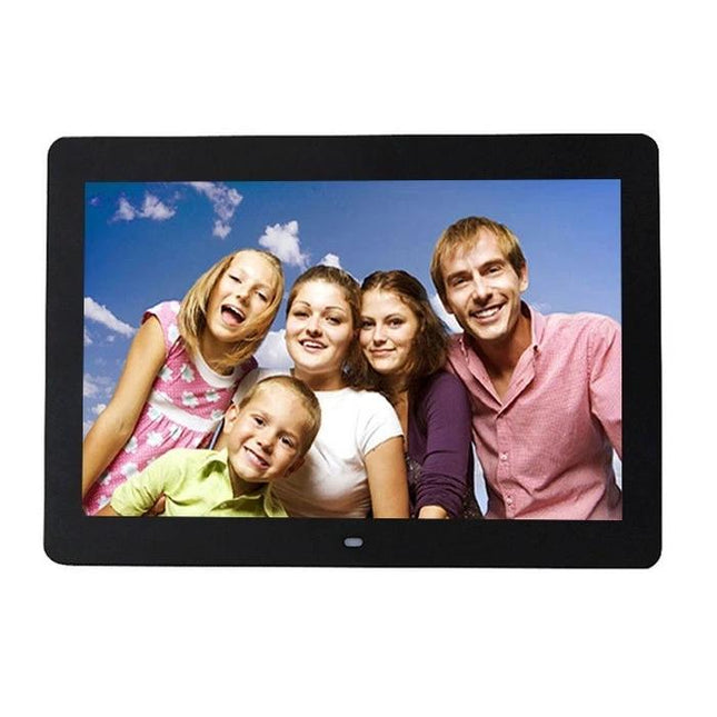 14-Inch Digital Photo Frame for Home Display with Music Playback showing family slideshow with music and clock reminders