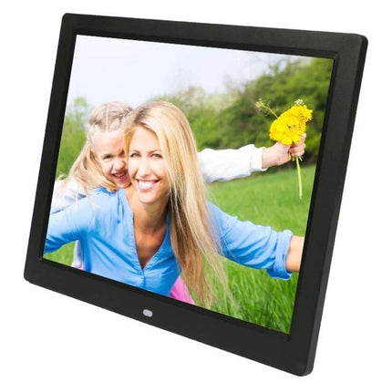 14-Inch LED Digital Photo Frame for Photos and Media Playback showing smiling mother and child slideshow with 1280x800 LED screen