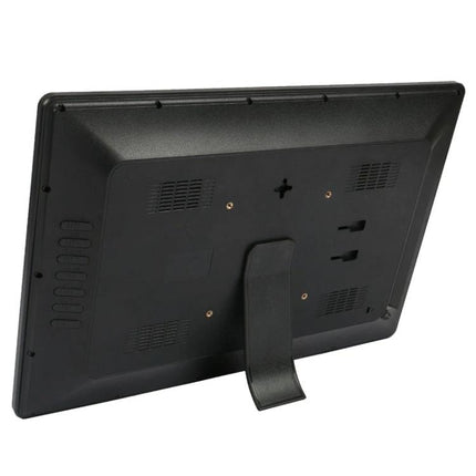 Large 17-Inch Digital Photo Frame for Photos and Media Playback showing rear view with stand and memory card slots