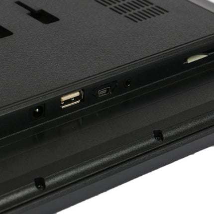 Large 17-Inch Digital Photo Frame for Photos and Media Playback showing USB, microUSB and card slot ports on the back