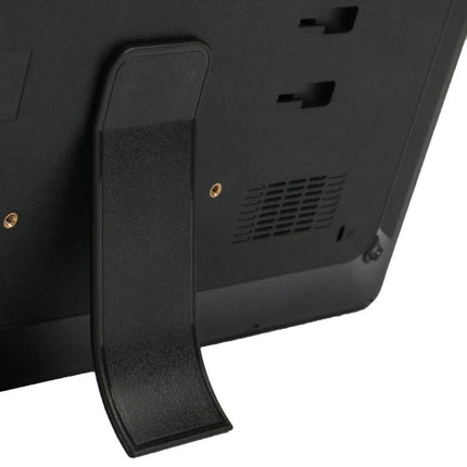 Large 17-Inch Digital Photo Frame for Photos and Media Playback showing rear stand and vent details on black frame