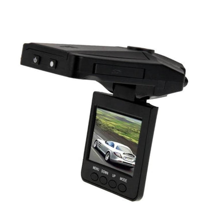 Handheld 2.5-Inch Screen Video Recorder for Everyday Use showing compact recorder with flip-out 2.5-inch screen displaying car footage