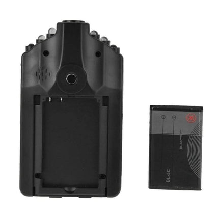 Handheld 2.5-Inch Screen Video Recorder for Everyday Use showing rear view with battery compartment and separate battery