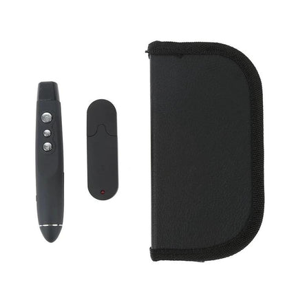 Wireless Presentation Remote with Laser Pointer Control - black presenter remote, USB receiver and protective case for slide control