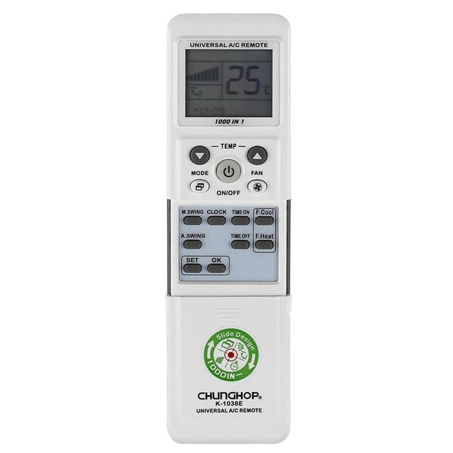 Chunghop Universal Remote for Multiple Air Conditioners - white universal AC remote with LCD display and buttons
