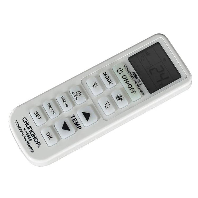 Chunghop Universal Remote Control for Air Conditioners white universal AC remote with LCD and mode/temp buttons
