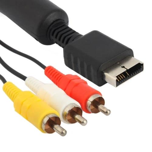 AV Cable for Home PS2 Gaming Connections - PS2 to TV composite RCA cable with yellow video and red/white audio plugs for retro game nights