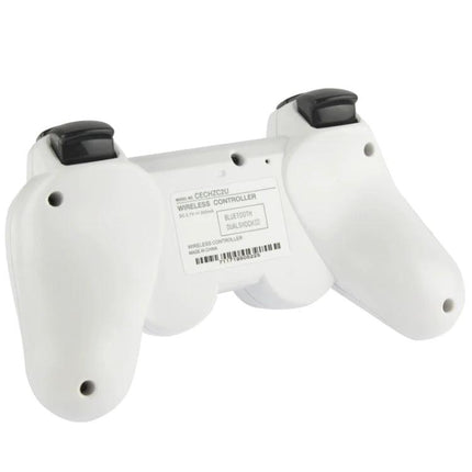 Essential Controller for Home PS3 Gaming Sessions - White wireless PS3 controller back view showing ergonomic grips and shoulder buttons