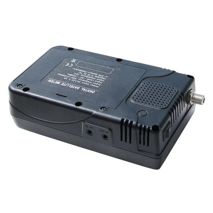 Satlink Portable Satellite Finder with 3.5 Inch LCD Screen compact black unit showing ports and F-connector for on-site satellite signal alignment