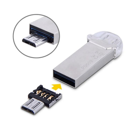 Compact Adapter for Reading USB Drives on Your Smartphone connecting USB flash drive to phone with micro USB OTG insert