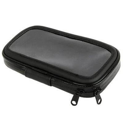 Bike Mount Tough Waterproof Touch Case for 5.5 Inch Phone showing black rugged zippered handlebar-mounted phone case with front-touch lens