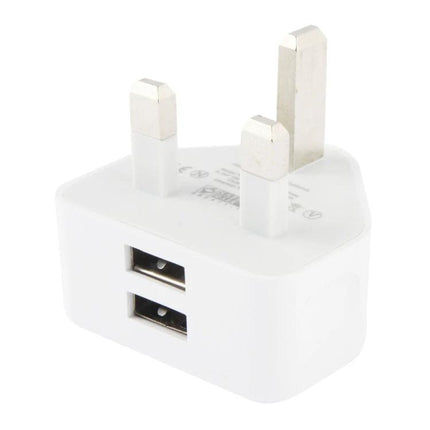 USB Charging Adapter for Everyday Home Device Needs white dual-port UK plug for smartphones and tablets