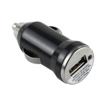 USB Car Charger 5V 1A With LED Indicator For Mobile Phones On The Go compact black single-port car USB charger with LED in cigarette lighter